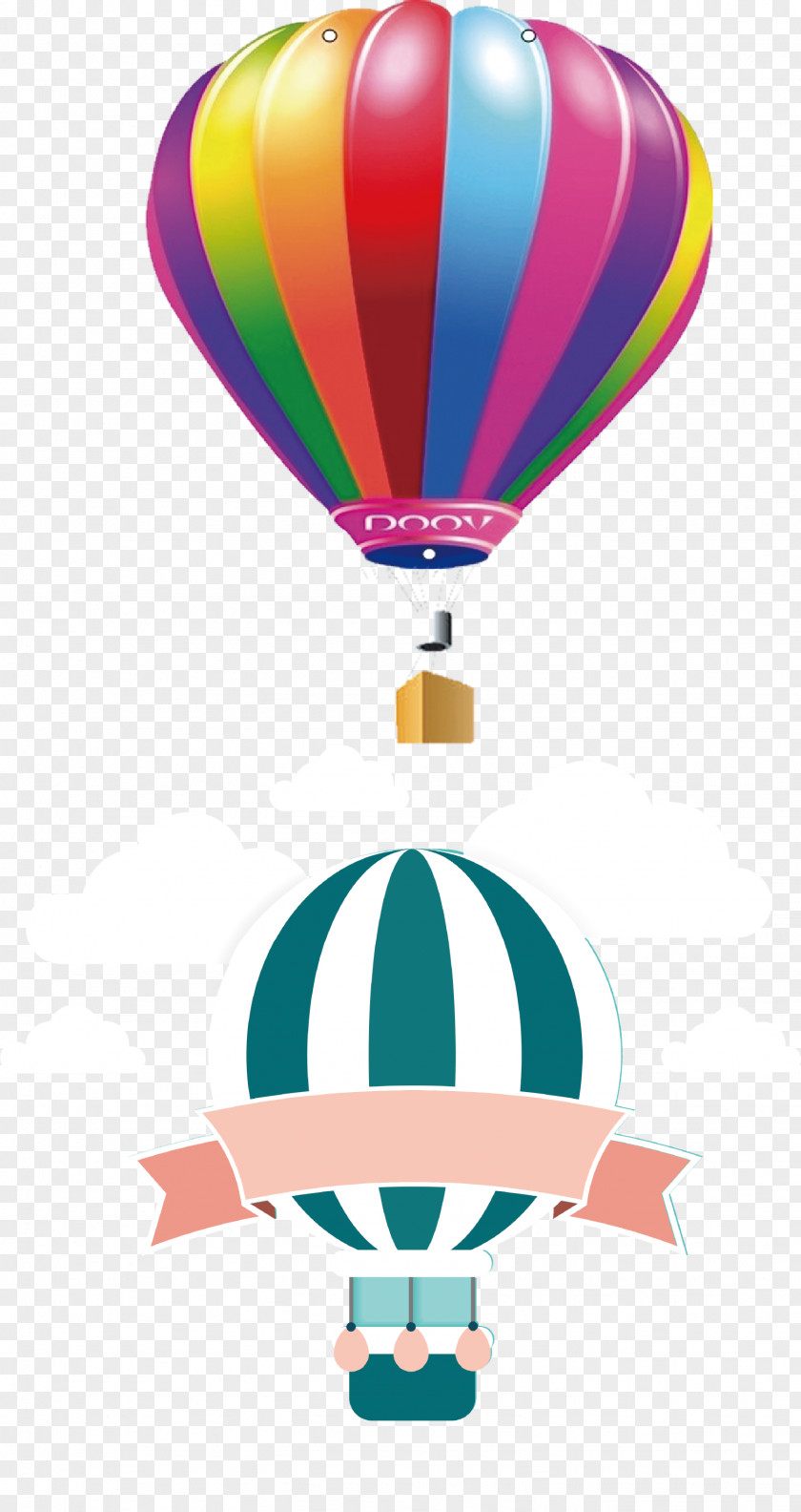 The Parachute Is Beautifully Decorated And Patterned Balloon Basket Illustration PNG