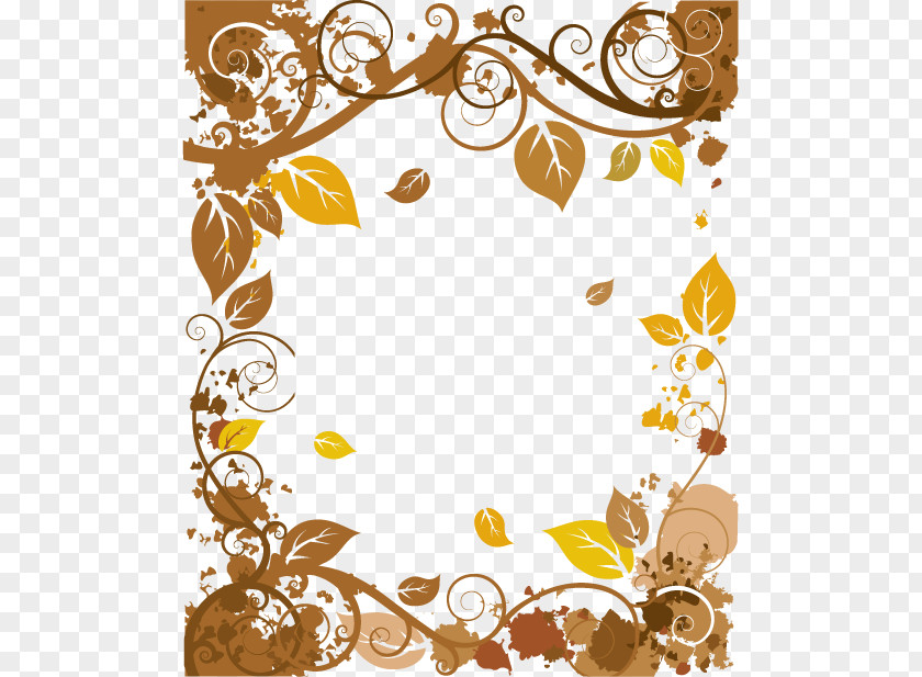 Vector Autumn Leaves Border Picture Frame PNG