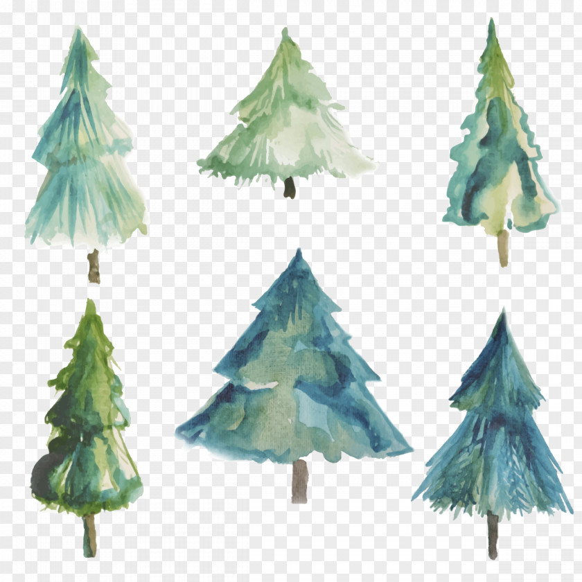 Watercolor Christmas Tree Painting PNG