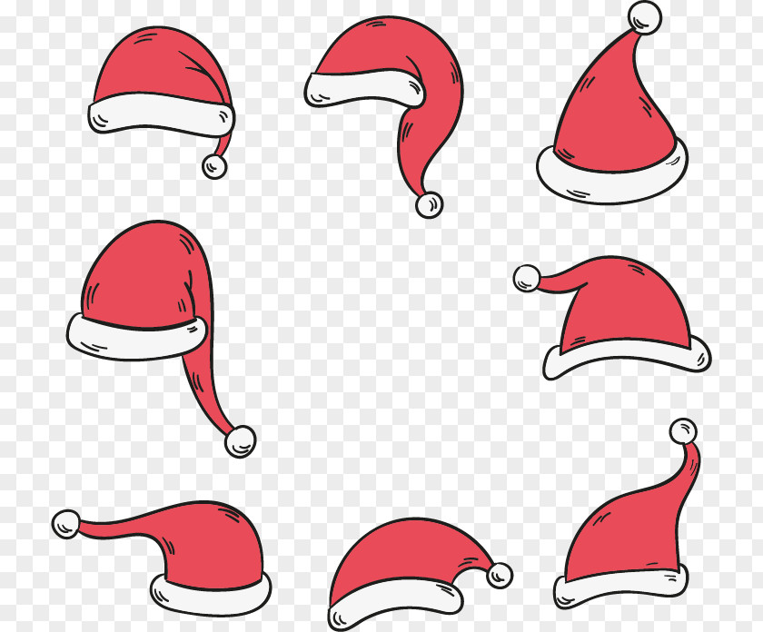 Flat Vector Christmas Hats Santa Claus Hat Clip Art PNG