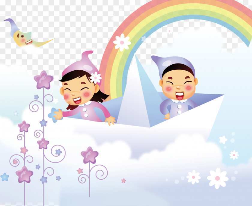 Rainbow Dream Paper Child Cartoon Illustration PNG