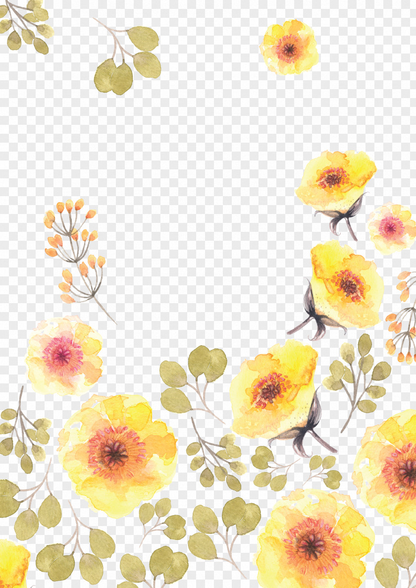 Yellow Watercolor Flowers PNG watercolor flowers clipart PNG