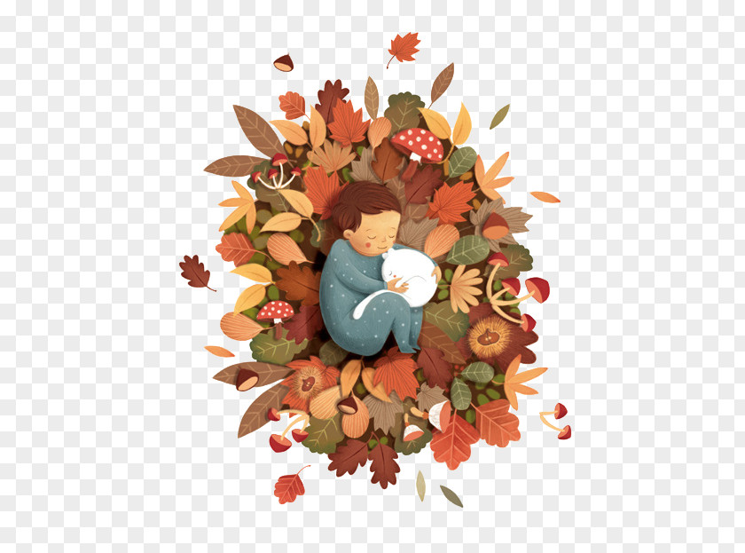 Painted Brown Autumn Leaves Children Illustrator Painting Drawing Art Illustration PNG