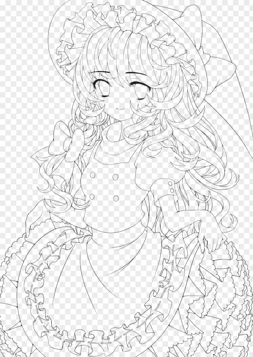 Line Art White Character Sketch PNG