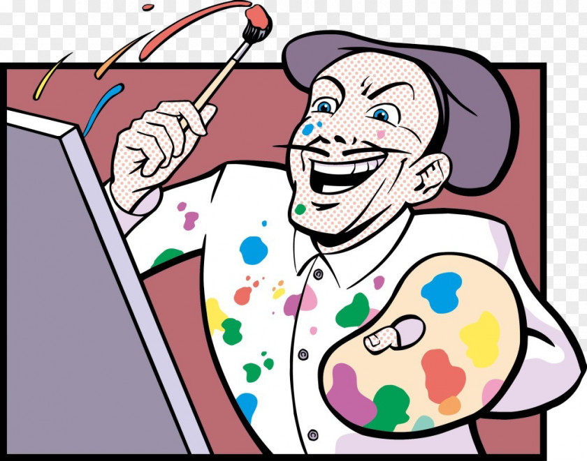 Crazy Painter Cartoonist Watercolor Painting PNG