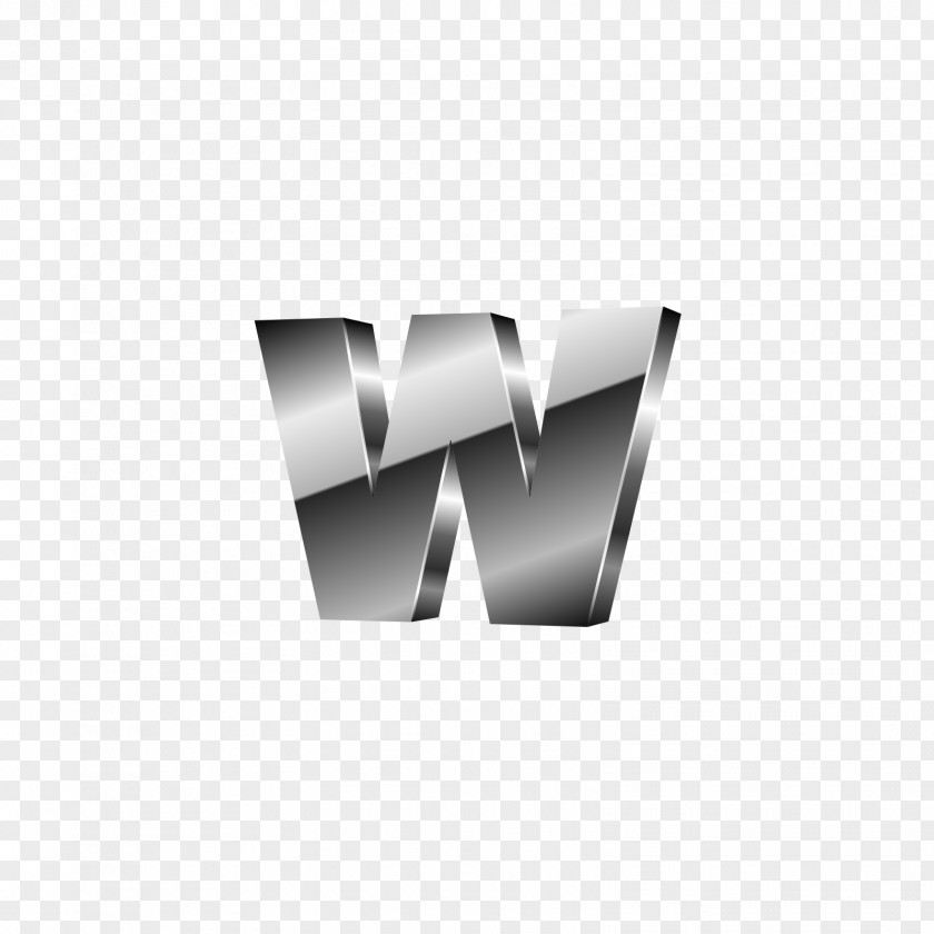 Silver Black Solid Letter W PNG
