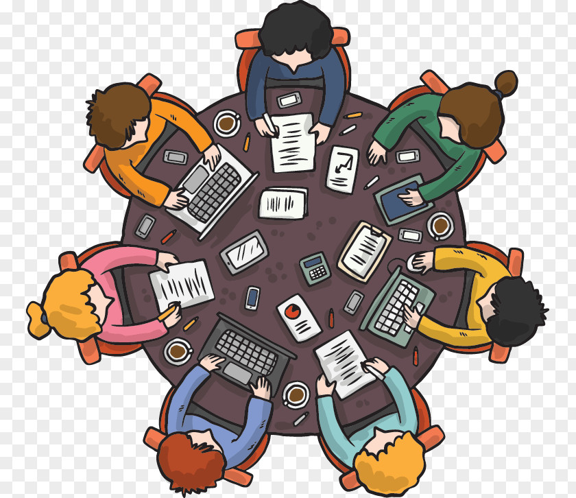 Teamwork Classic Round Table Image Meeting Education Vector Graphics PNG