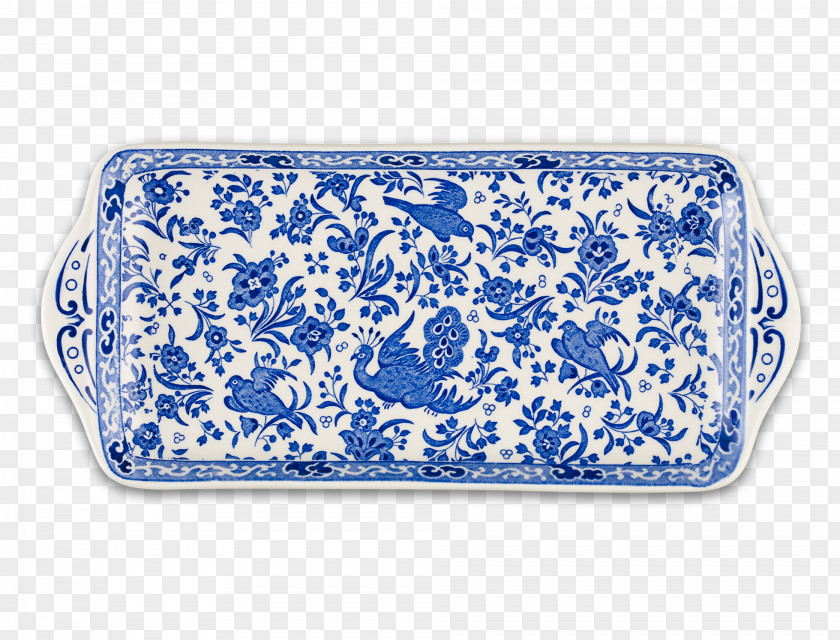 Blue Peacock Burleigh Pottery Tray Middleport Cobalt PNG