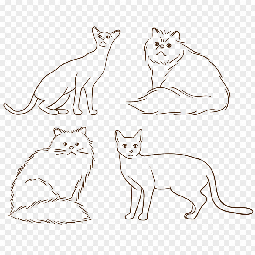 Hand-drawn Line Pet Cat Vector Material Persian Bengal Turkish Angora Siamese Himalayan PNG