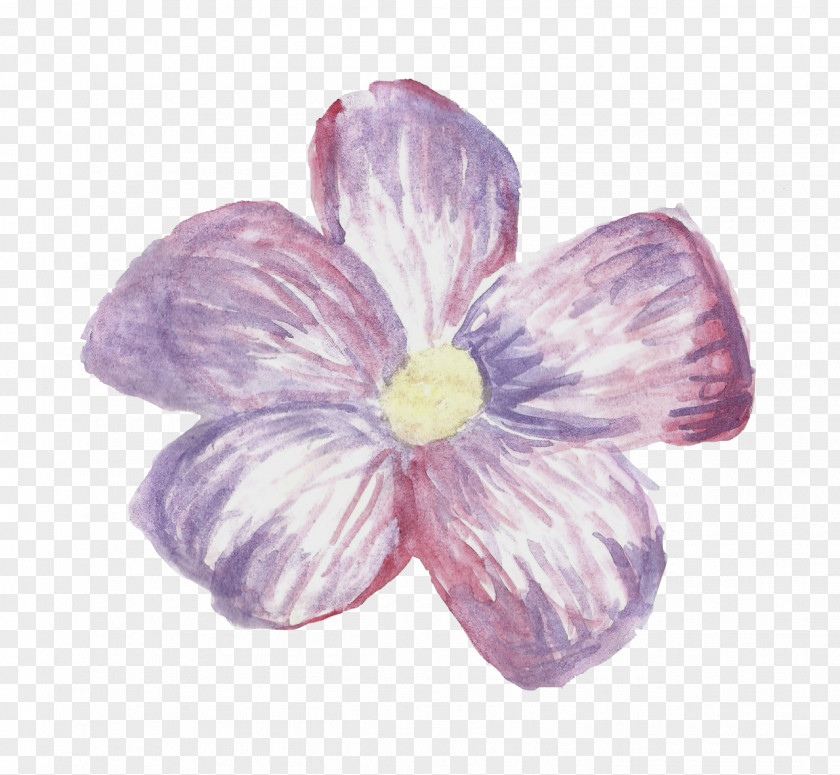 Watercolor Plants Flower Sticker Rose Purple Clip Art PNG