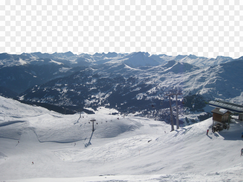 Ski Slopes Under The Snowy Mountains Skiing Chairlift Resort Piste Illustration PNG