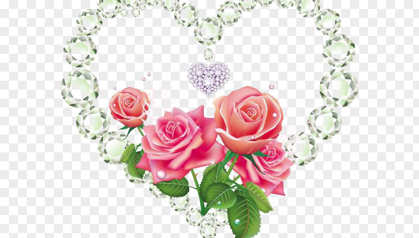 Heart-shaped Diamonds And Roses Garden Beach Rose Diamond Flower PNG