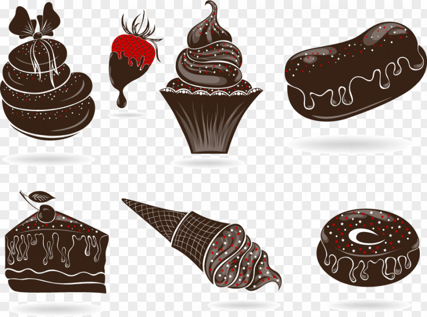 Painted Black Chocolate Cake Ice Cream Cupcake Chip Cookie PNG