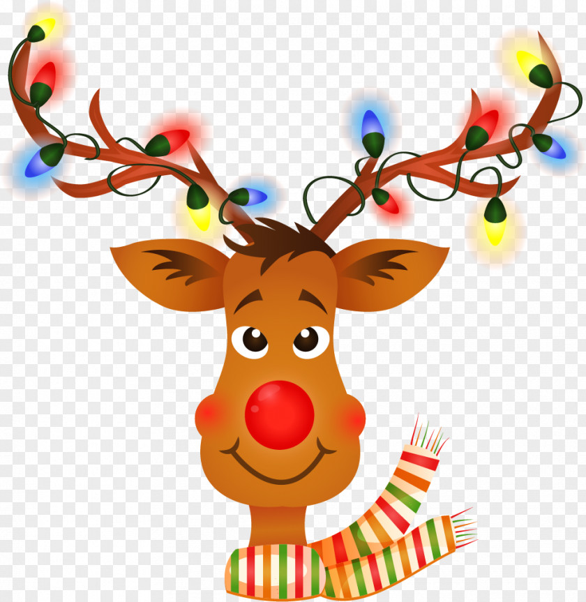 Vector Painted A Red Nose And Elk Rudolph Reindeer Cartoon PNG