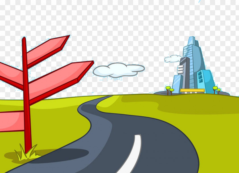 Cartoon Road Material Drawing Landscape Photography PNG