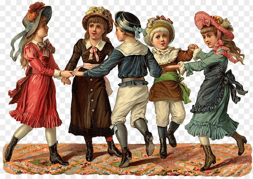 Dancing Victorian Children PNG Children, five children dancing illustration clipart PNG