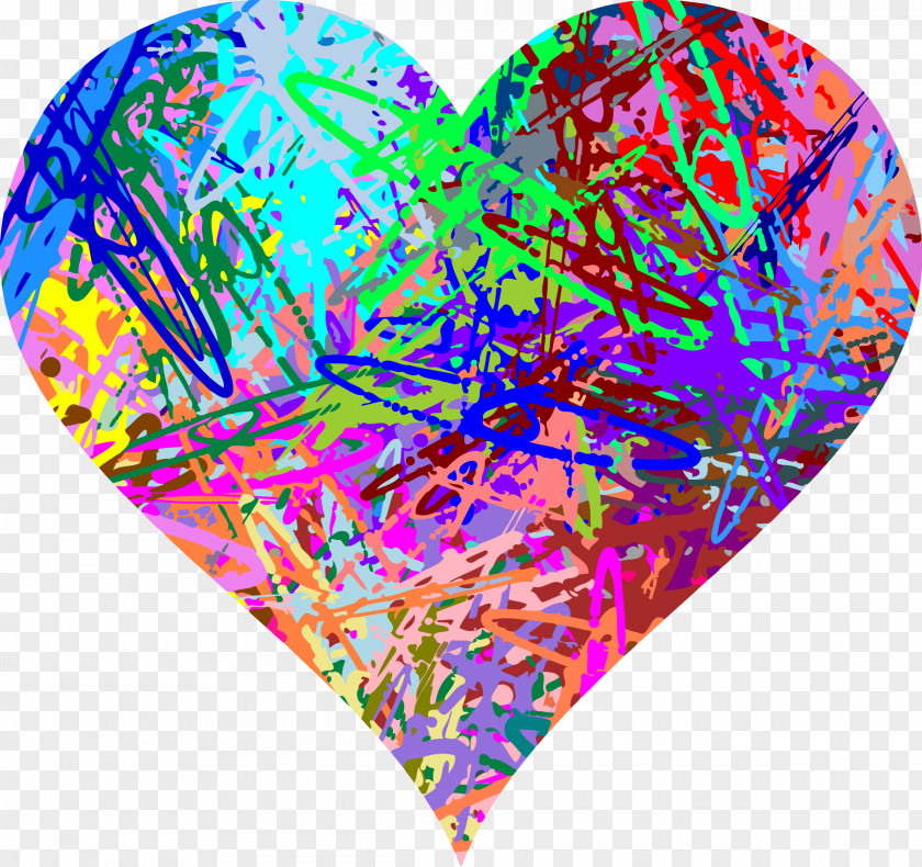 Colorful Jackson Pollack Heart Pollachius Clip Art PNG