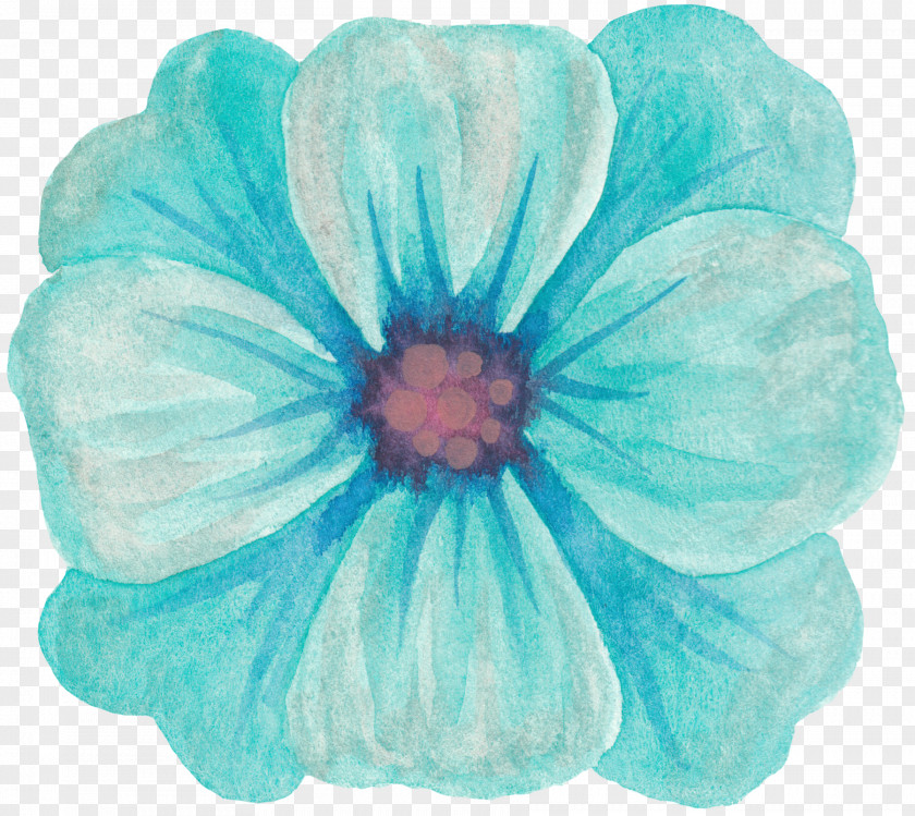 Hand-painted Blue Floral Pattern Flower PNG