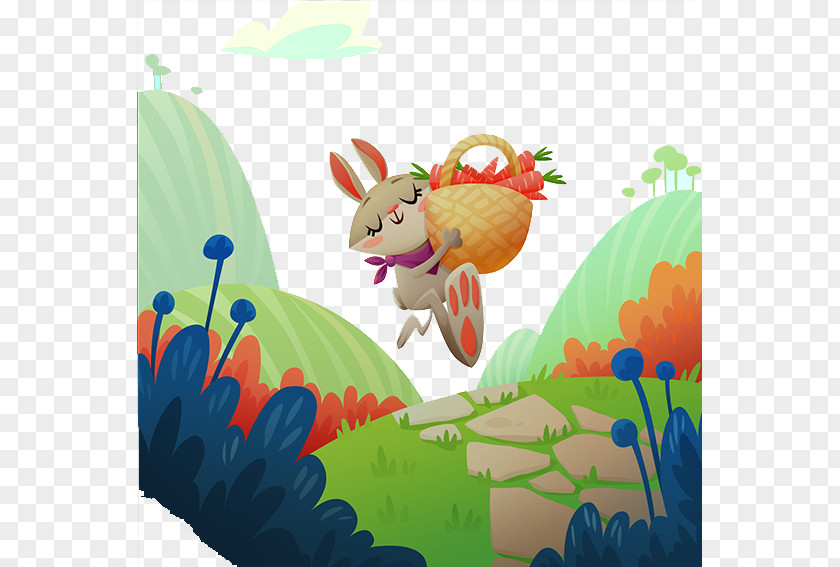 Happy Bunny Cartoon Background Download Illustration PNG