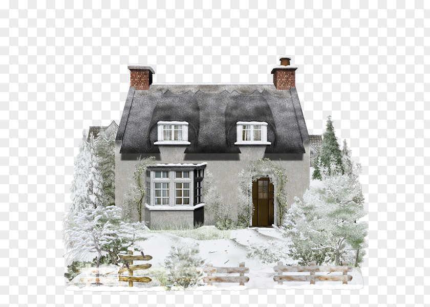 Painted Snow Big House Winter Home PNG
