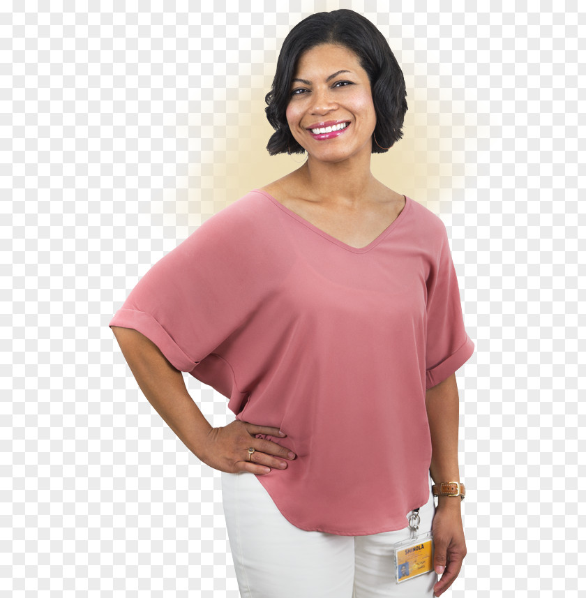 T-shirt Shoulder Blouse Sleeve Pink M PNG