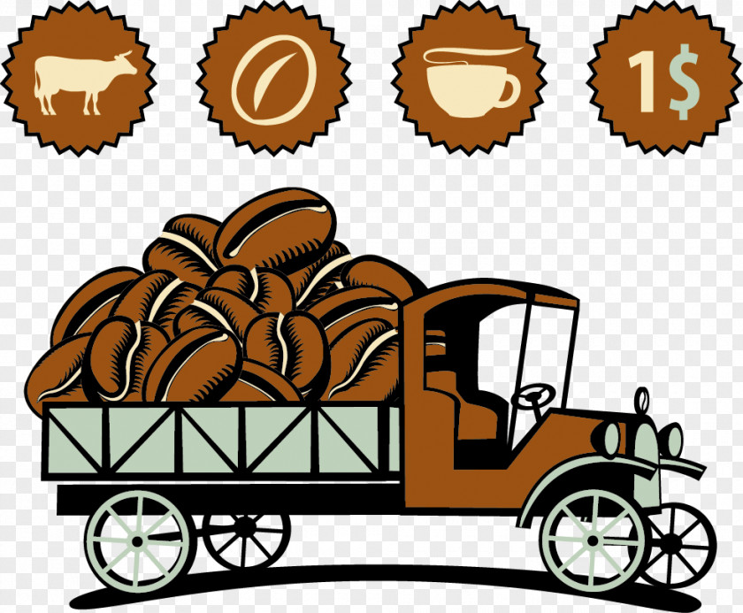 Vector Coffee Wagon Cafe Poster PNG