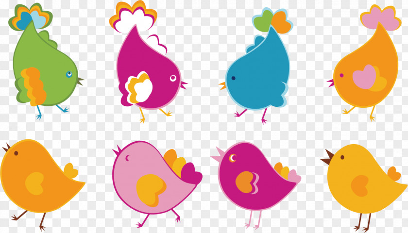 Colored Chick Bird Clip Art PNG