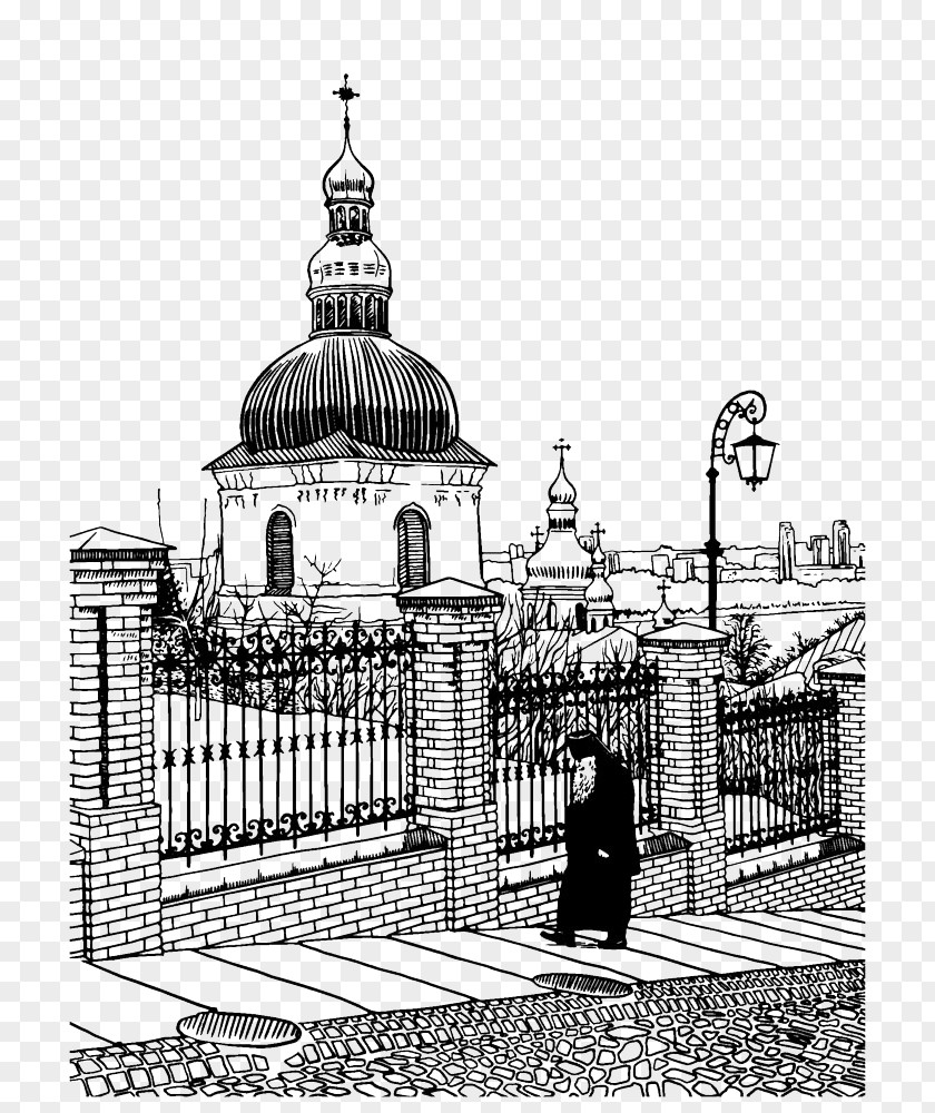 Church Building Sketch Pictures Kiev Drawing Illustration PNG