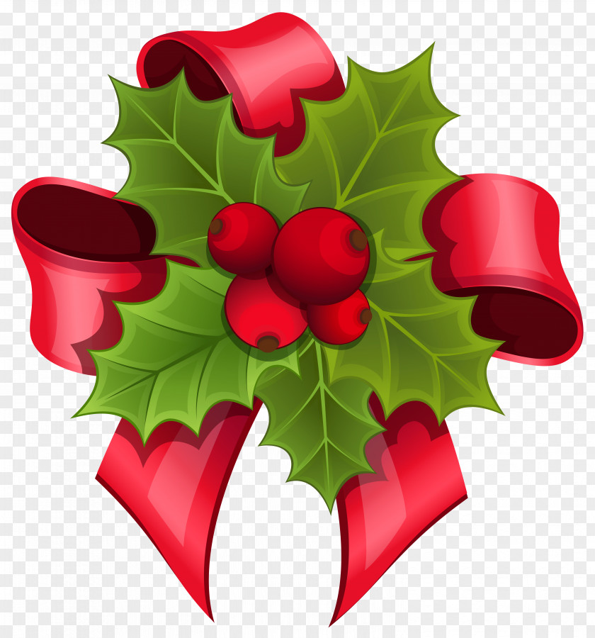 Bow Christmas Stockings Holly Mistletoe Tree Clip Art PNG