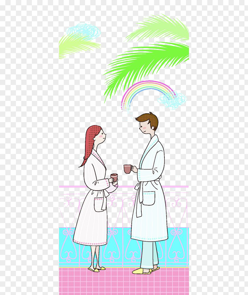 Couple Under The Rainbow Cartoon Significant Other Illustration PNG