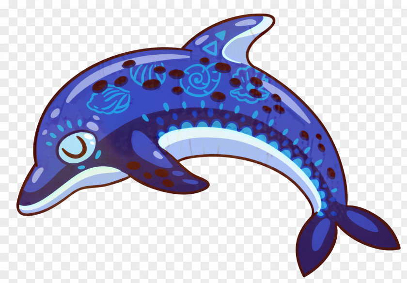 Electric Blue Common Dolphins Fish Cartoon PNG