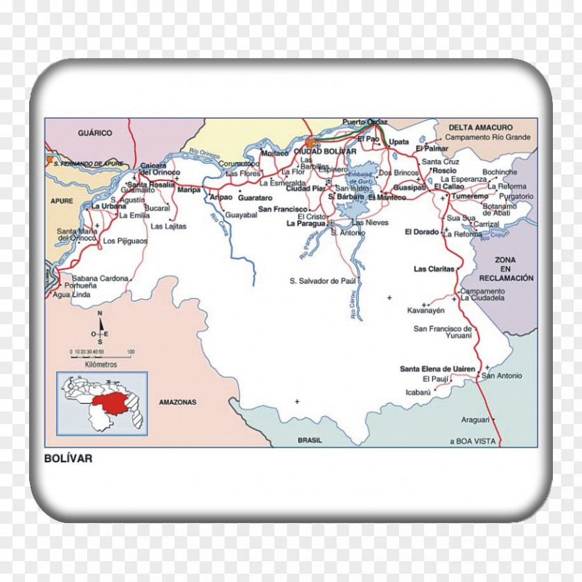 Map Ciudad Bolívar Upata Guayana Santa Elena De Uairén PNG