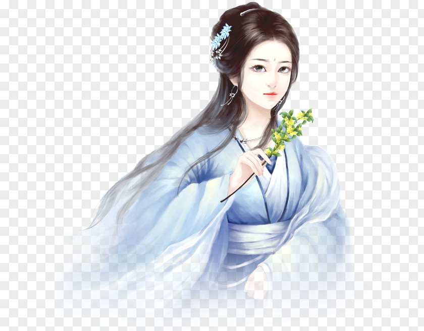 Woman Geisha Blue Lichun Red PNG