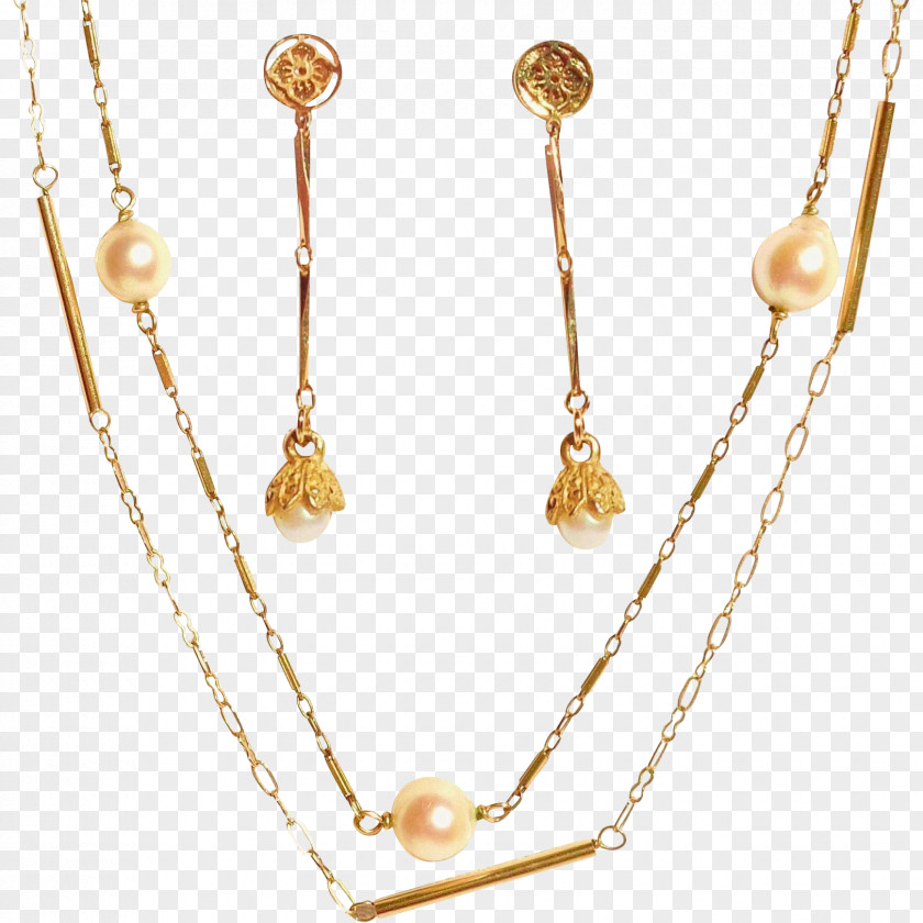 Necklace Pearl Earring Body Jewellery Gold PNG