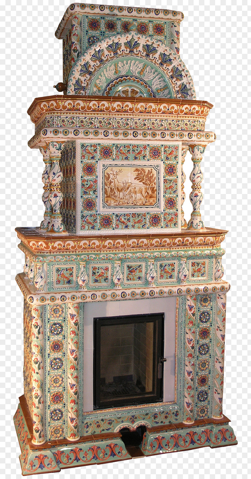 Antique Shrine Carving Fireplace PNG