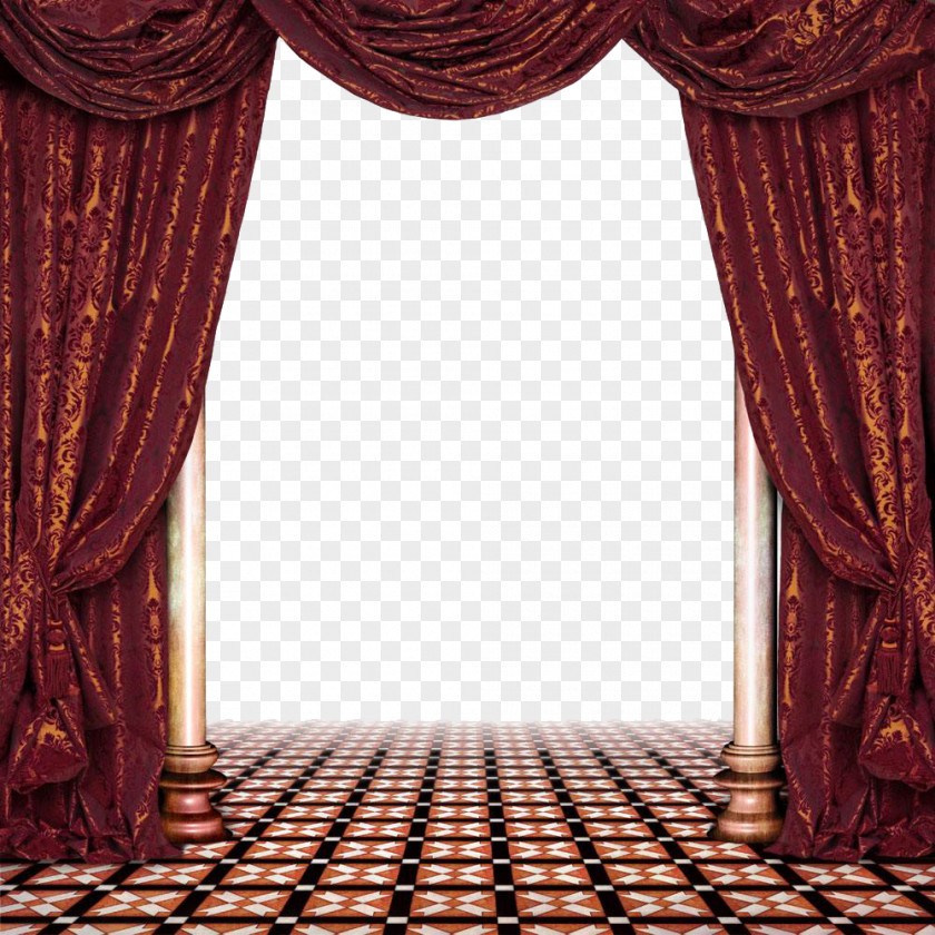Dark Red Stage Curtains Window Treatment Curtain Living Room PNG
