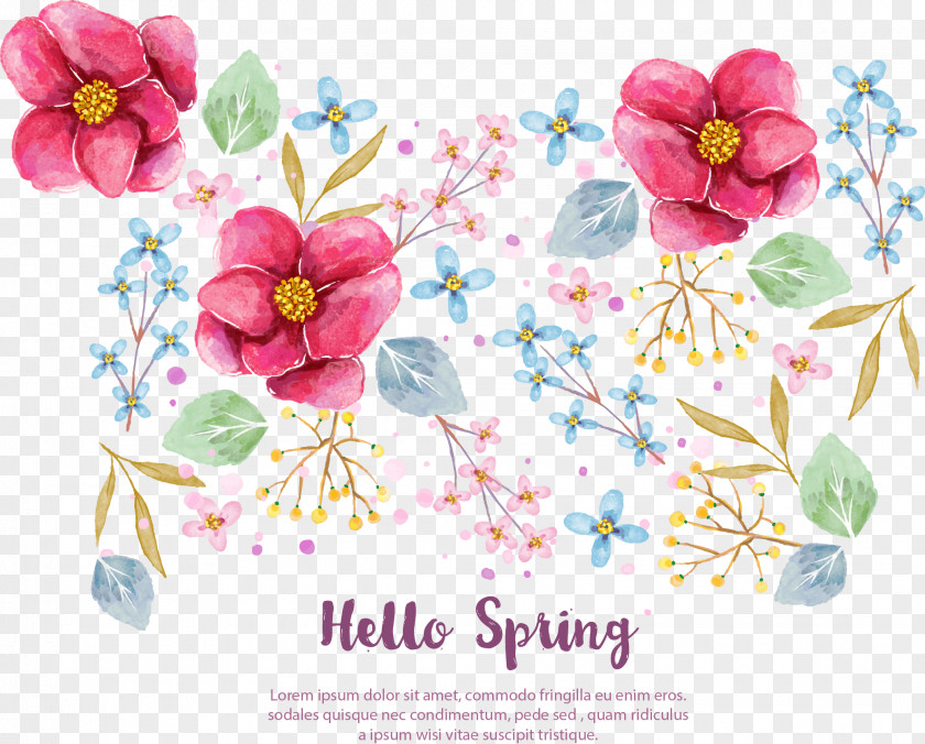 Vector Hand-painted Flowers PNG