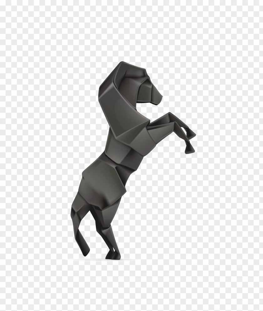 Vector Black Animal Origami Culture Horse Paper Royalty-free PNG