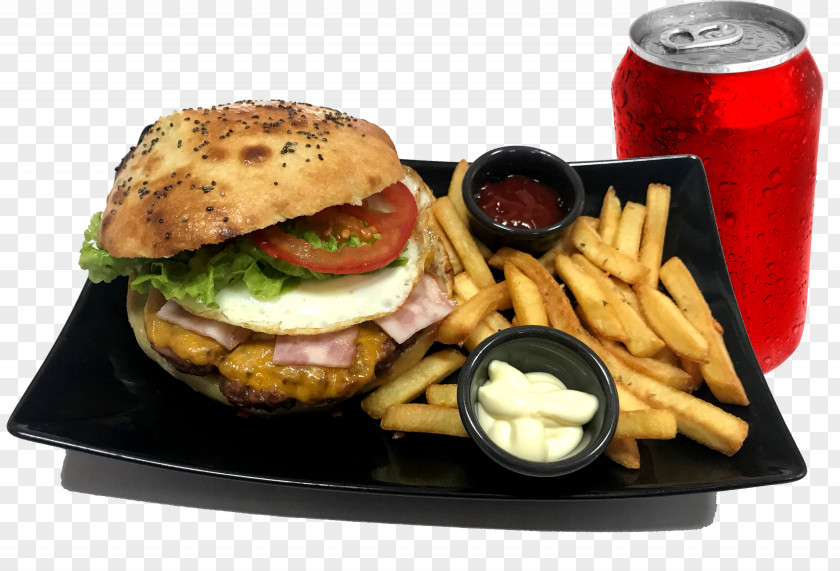 Bacon French Fries Hamburger Cheeseburger Full Breakfast Sandwich PNG