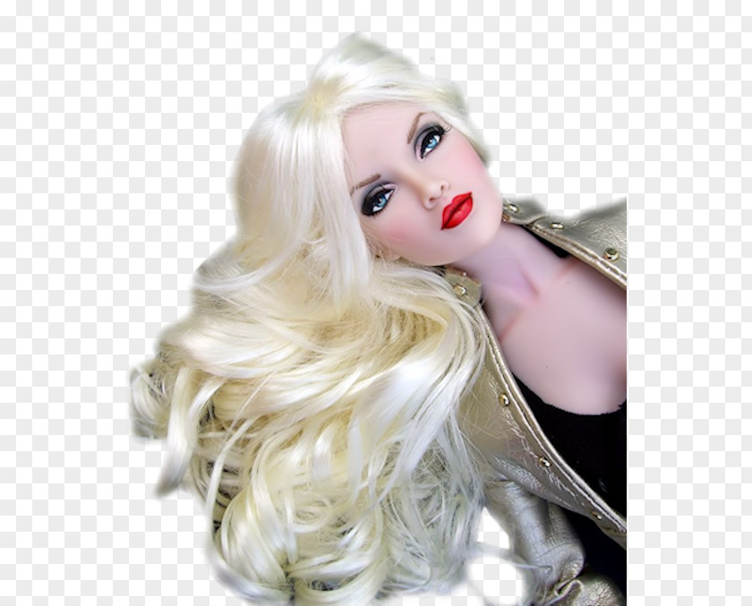 Doll Blond Long Hair Wig PNG