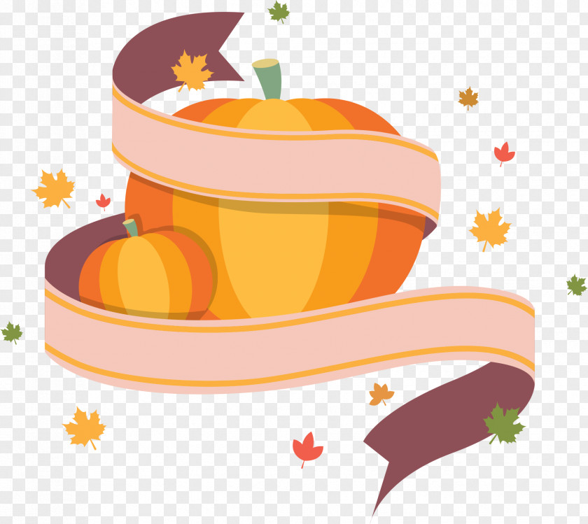 Thanksgiving Pumpkin Ribbon Clip Art PNG