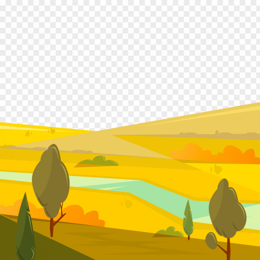 Vector Autumn Plain Euclidean Landscape Illustration PNG