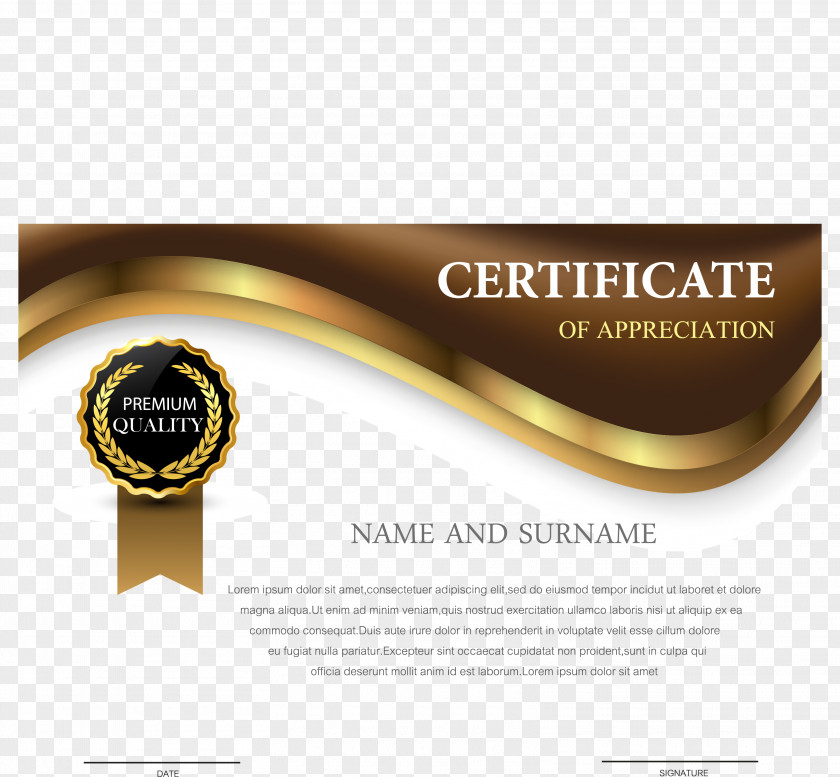 Gold HighEnd Atmosphere English Certificate Download PNG