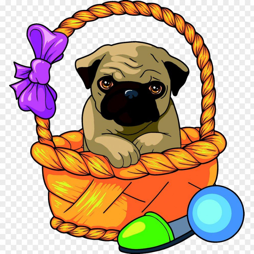 The Puppy In Basket Pug Golden Retriever Labrador Cunt Coloring Book PNG