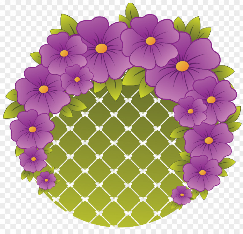 Violet Floral Design Paper Flower PNG