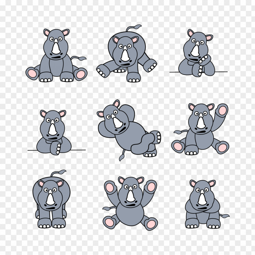 Elephant Hippopotamus Rhinoceros Cuteness Clip Art PNG