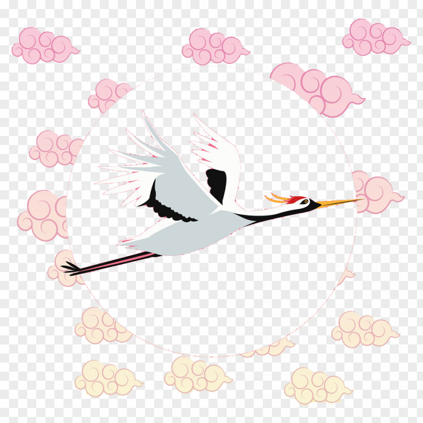 Flying Sky Crane Illustration PNG