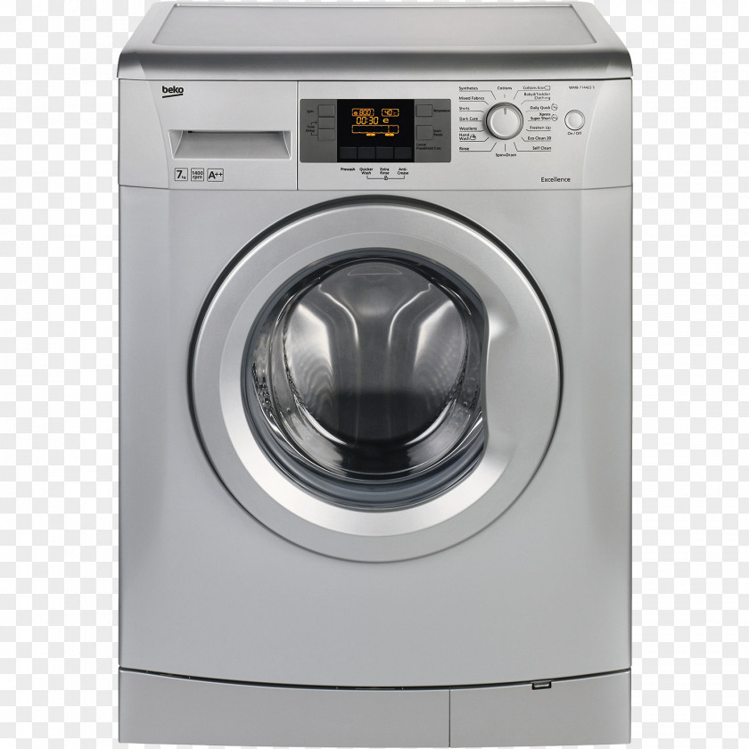 Silver Grey Washing Machine Machines Laundry Clothes Dryer Beko Home Appliance PNG