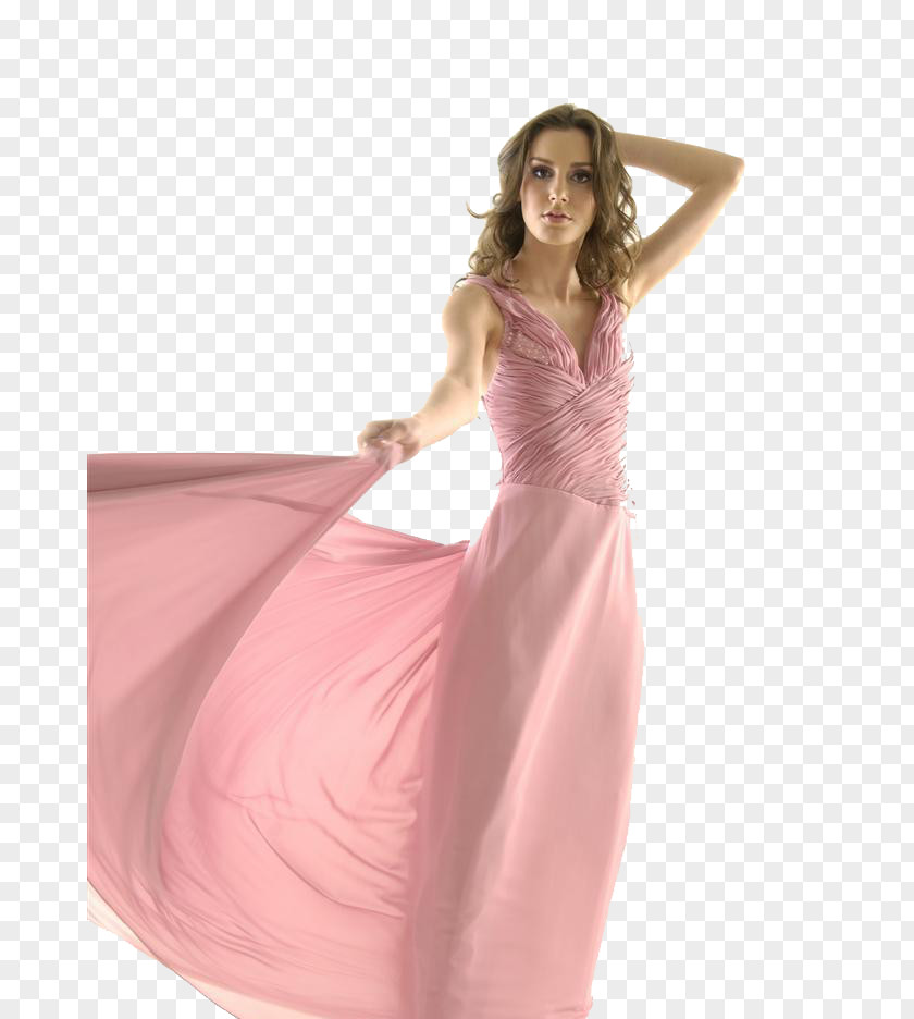 Model Woman In Pink Dress Paris Fashion Week Designer PNG