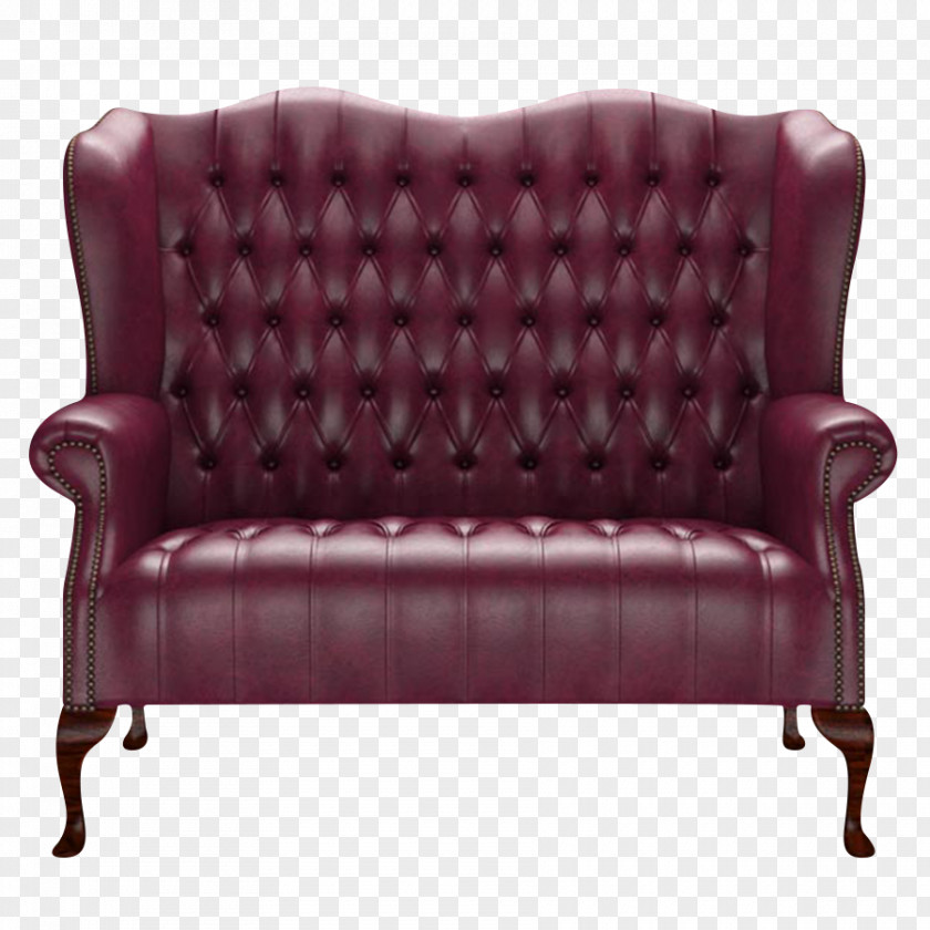 Wade Loveseat Couch Leather Club Chair Chesterfield PNG